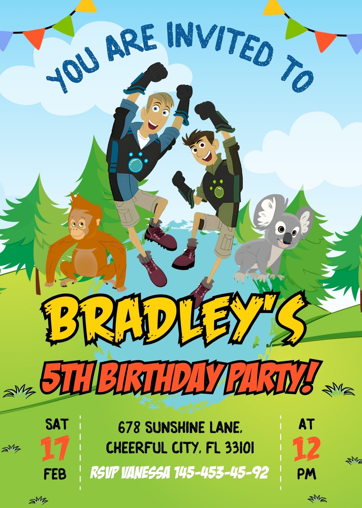 Wild Kratts Creature Hero customizable invitation template | Share or Print |  | SD963