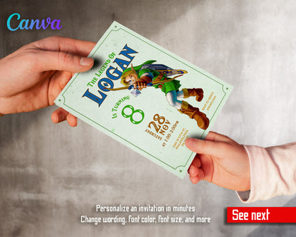 Legend of Zelda Gamer customizable invitation template | Share or Print |  | NY148