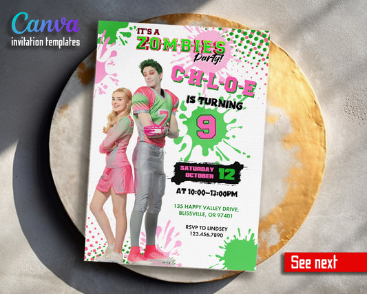 Zombies 3 Halloween customizable invitation template | Share or Print |  | VN895