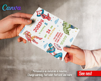 Avengers Marvel Superhero customizable invitation template | Share or Print | boy | VS408