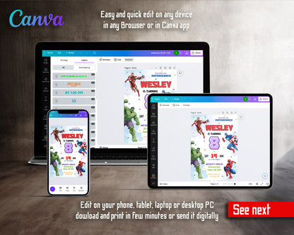 Avengers Marvel Superhero customizable invitation template | Share or Print | boy | PR022