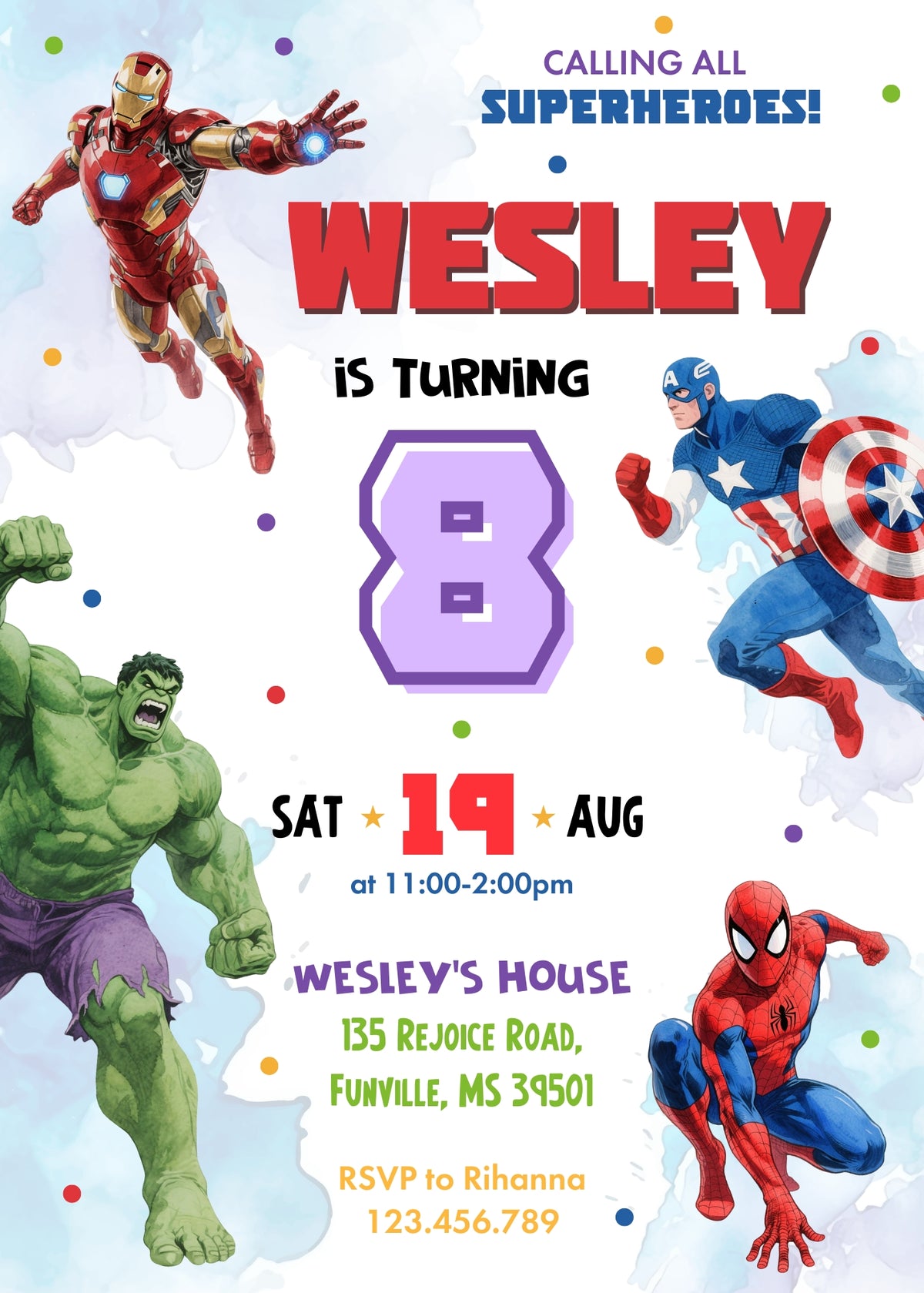 Avengers Marvel Superhero customizable invitation template | Share or Print | boy | PR022