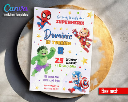 Avengers Marvel Superhero customizable invitation template | Share or Print | boy | AU063