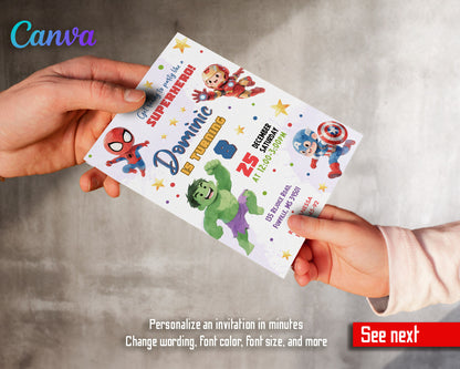 Avengers Marvel Superhero customizable invitation template | Share or Print | boy | AU063