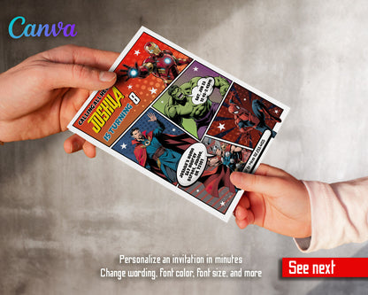 Avengers Marvel Superhero customizable invitation template | Share or Print | boy | AI005
