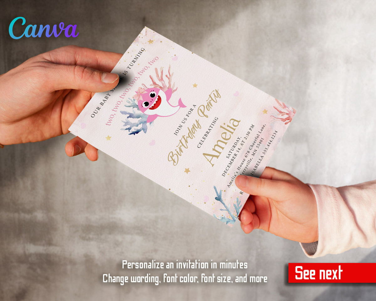 Baby Shark customizable invitation template | Share or Print | CW835