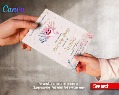 Baby Shark customizable invitation template | Share or Print | CW835