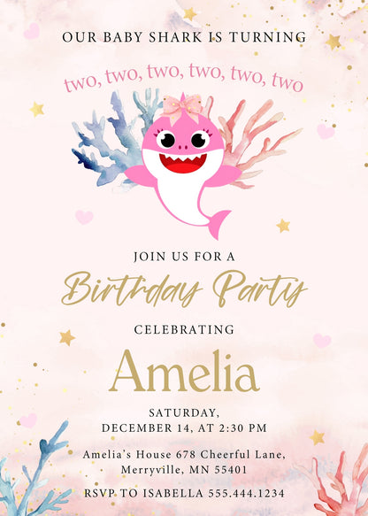 Baby Shark customizable invitation template | Share or Print | CW835