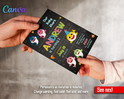 Baby Shark customizable invitation template | Share or Print | JS811