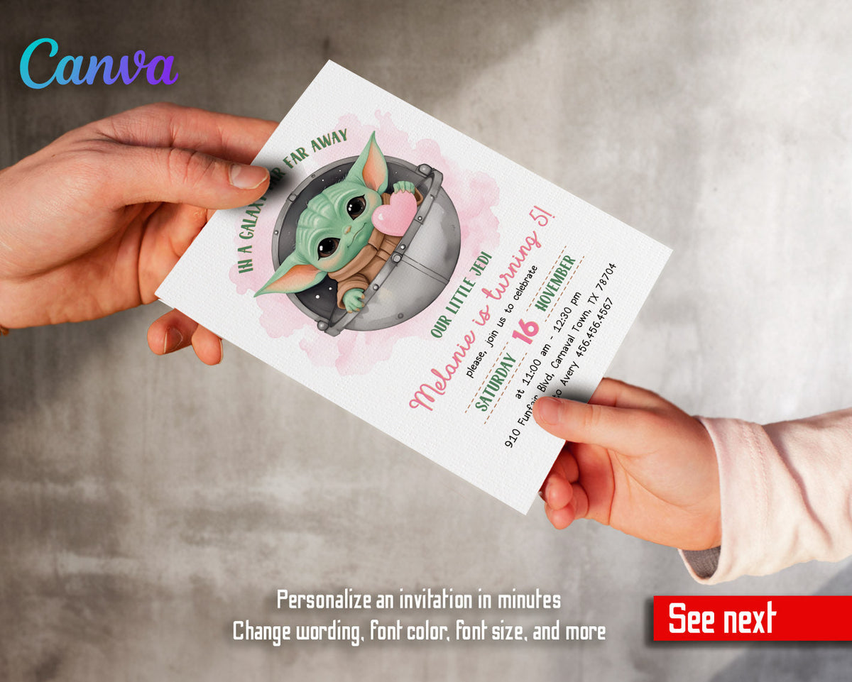 Baby Yoda Grogu Star Wars Mandalorian customizable invitation template | Share or Print | boy | CM364