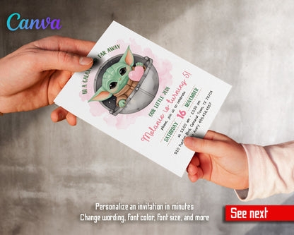 Baby Yoda Grogu Star Wars Mandalorian customizable invitation template | Share or Print | boy | CM364