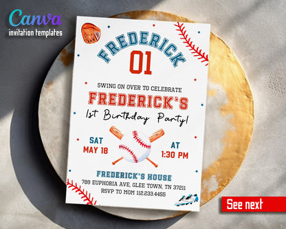 Baseball MLB Sport customizable invitation template | Share or Print | boy | RE849