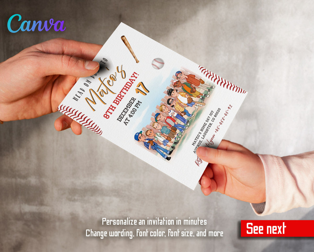 Baseball MLB Sport customizable invitation template | Share or Print | BT522