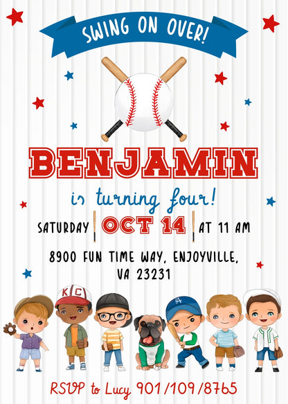 Baseball MLB Sport customizable invitation template | Share or Print | AY568