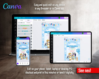 Bluey Bingo customizable invitation template | Share or Print | FT195