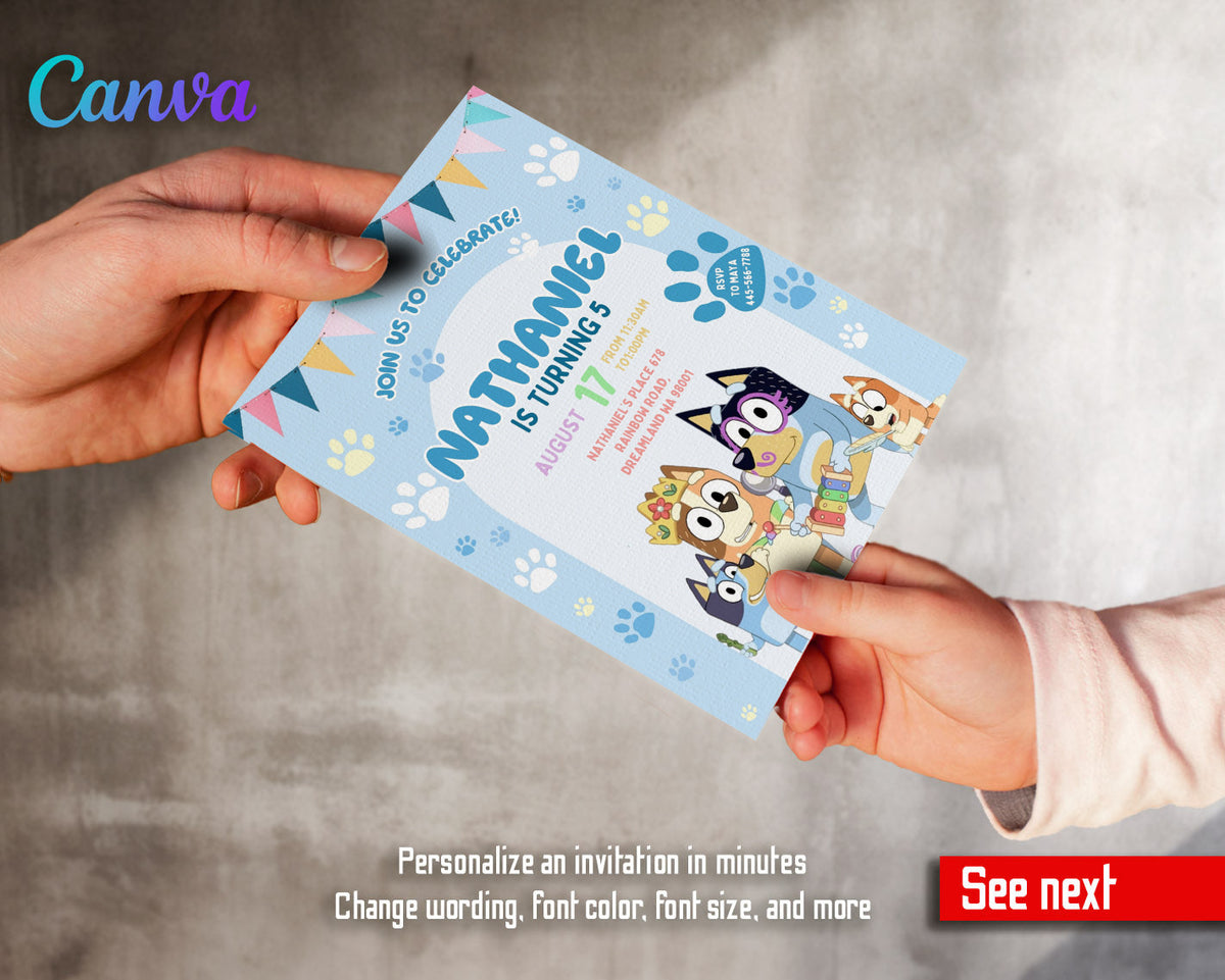 Bluey Bingo customizable invitation template | Share or Print | FT195