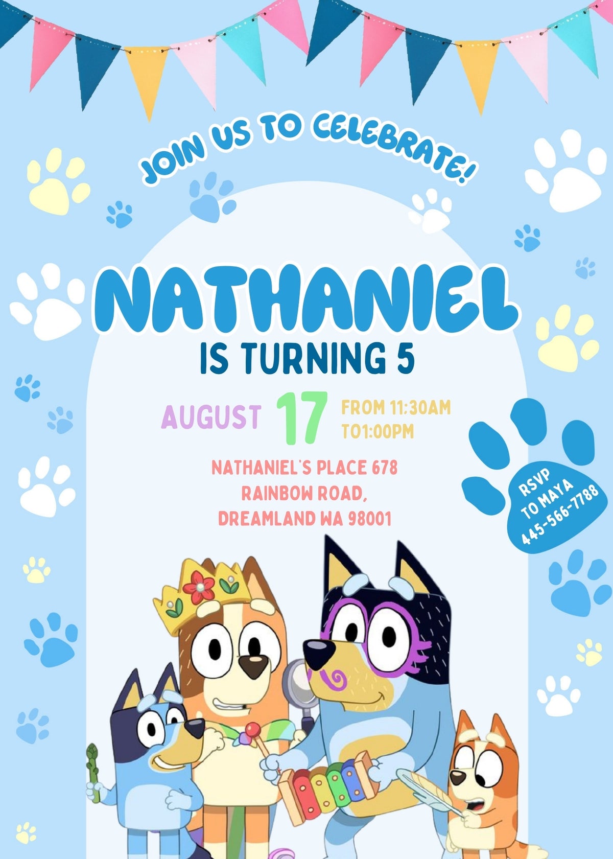 Bluey Bingo customizable invitation template | Share or Print | FT195