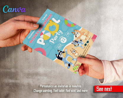 Bluey Bingo Pool customizable invitation template | Share or Print | VD179