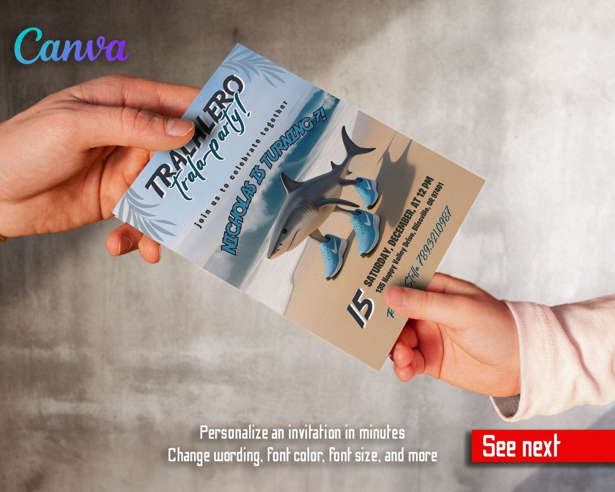 italian BrainRot meme Tralalelo Tralala customizable invitation template | Share or Print | SB598