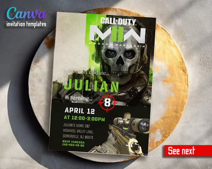 Call of Duty Gamer customizable invitation template | Share or Print | boy | OT687