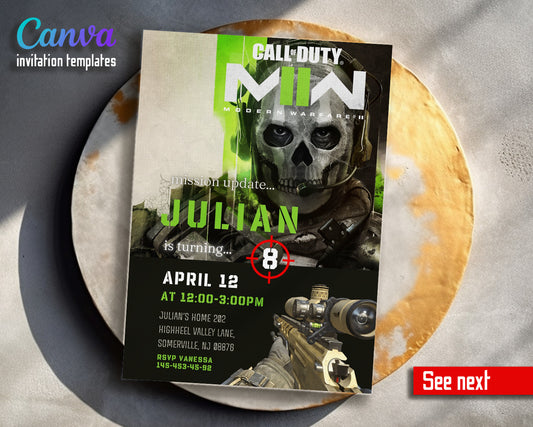Call of Duty Gamer customizable invitation template | Share or Print | boy | OT687