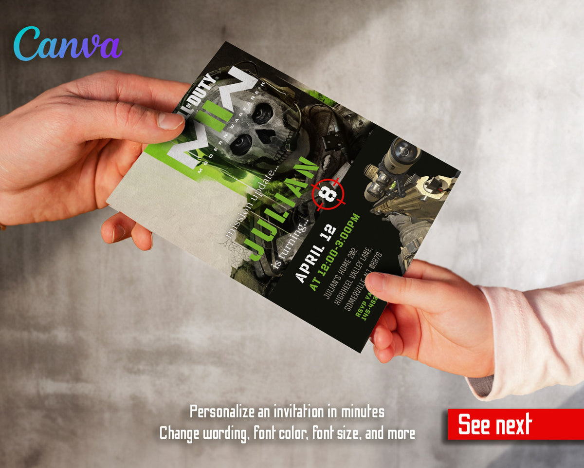 Call of Duty Gamer customizable invitation template | Share or Print | boy | OT687