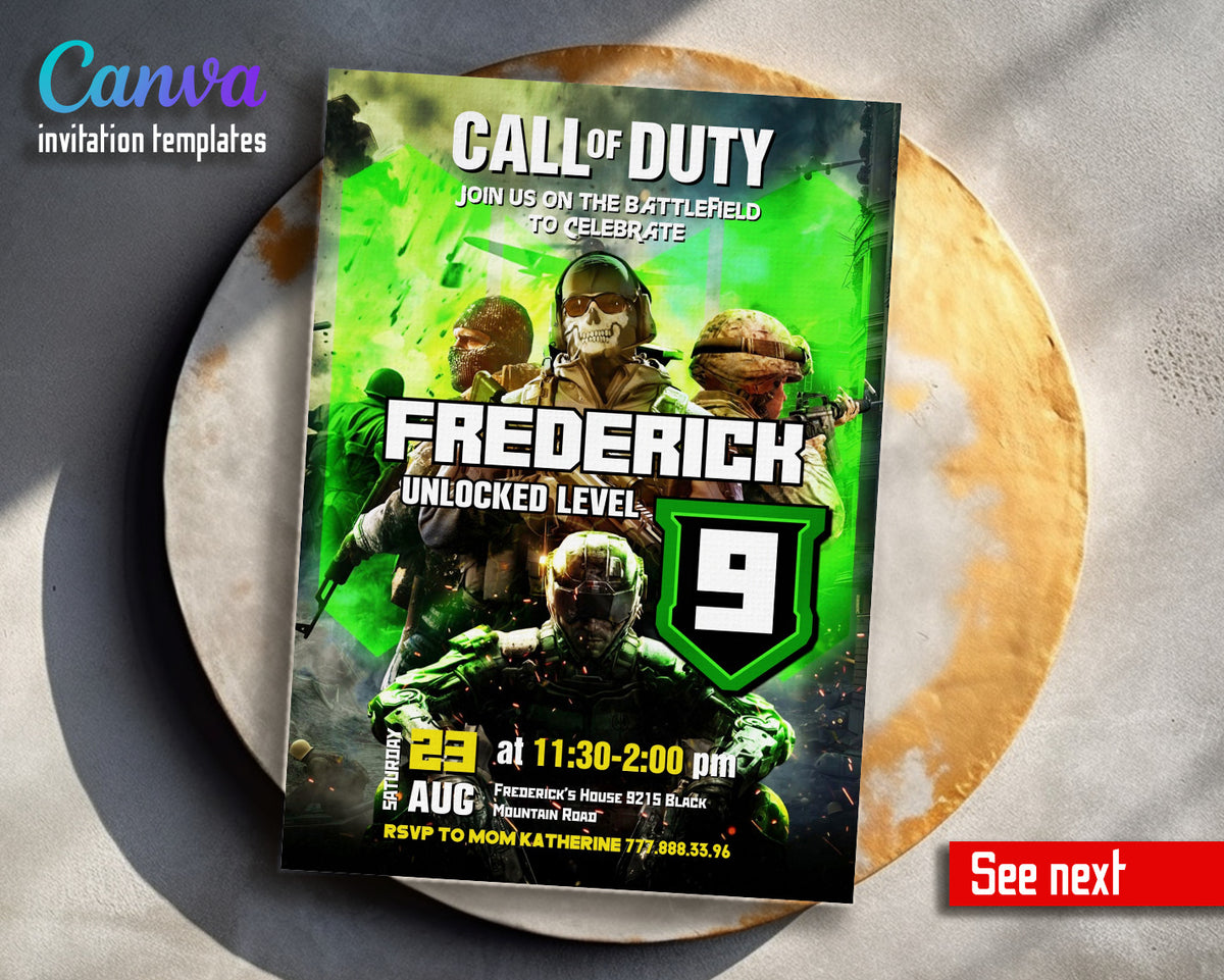 Call of Duty Gamer customizable invitation template | Share or Print | boy | GF334