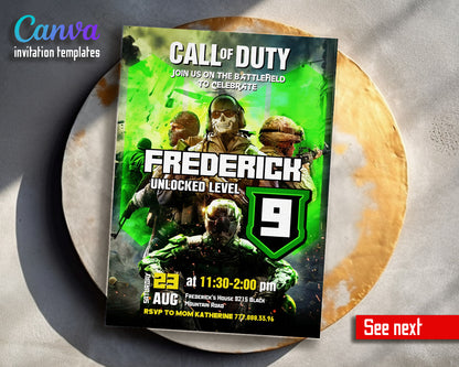 Call of Duty Gamer customizable invitation template | Share or Print | boy | GF334