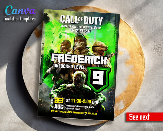 Call of Duty Gamer customizable invitation template | Share or Print | boy | GF334