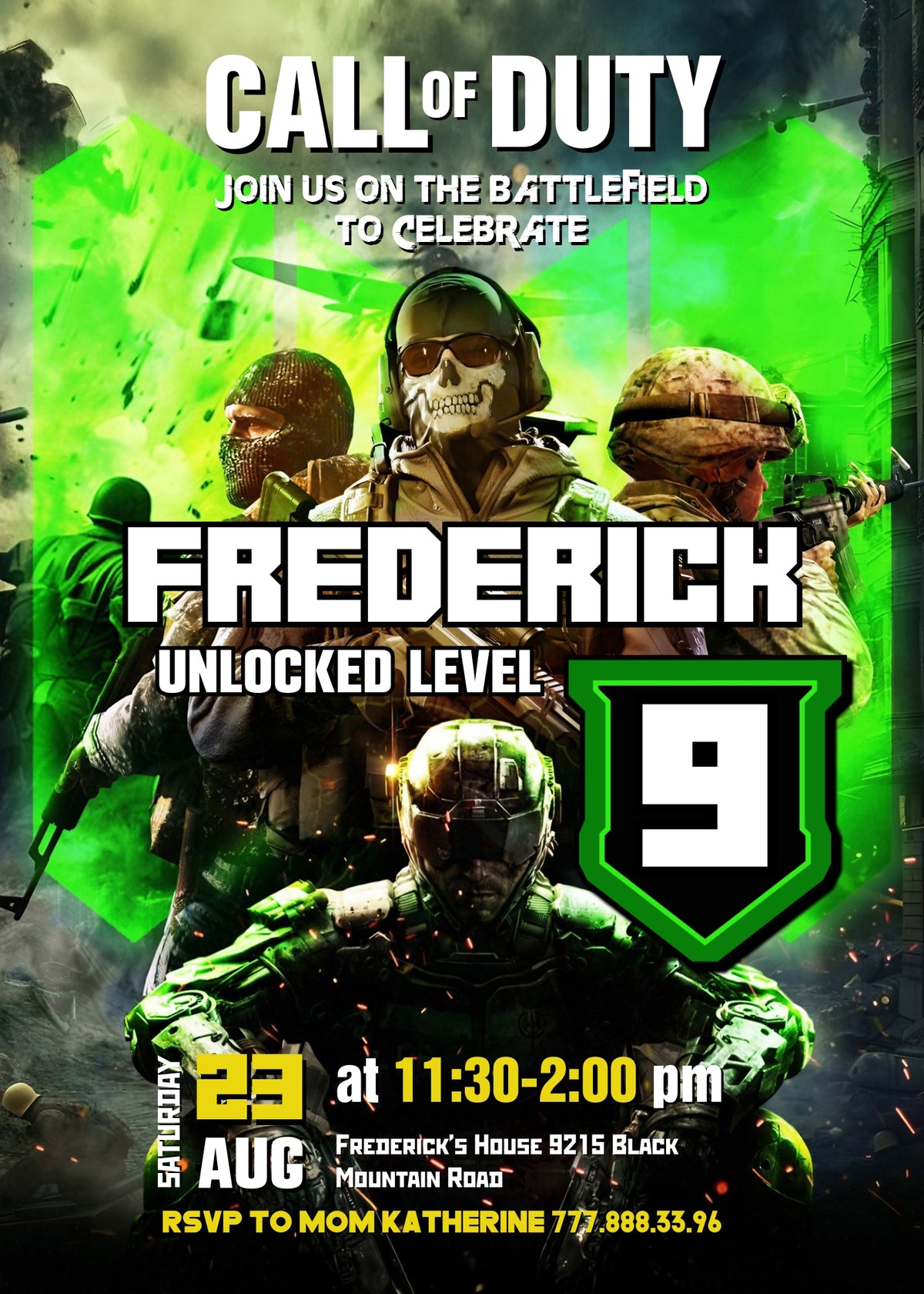Call of Duty Gamer customizable invitation template | Share or Print | boy | GF334