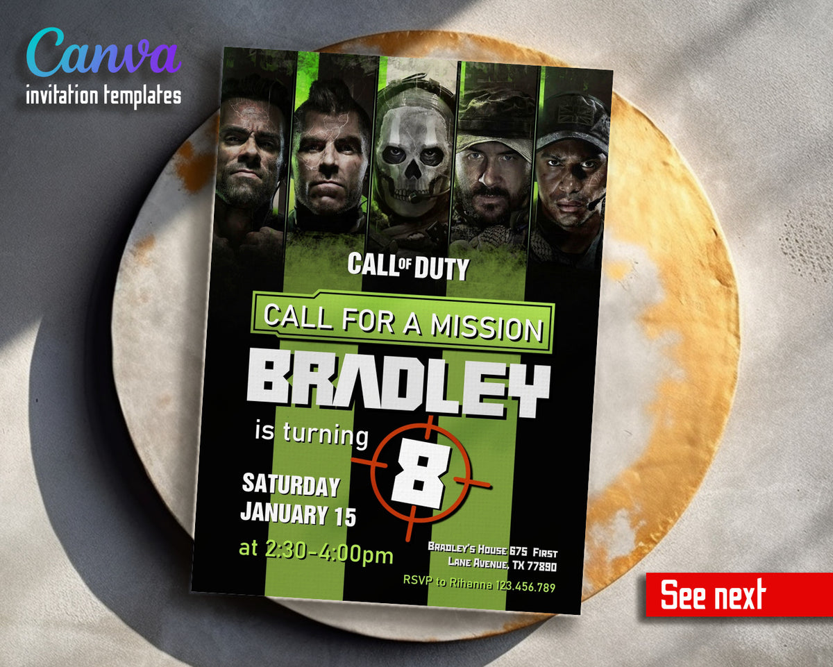 Call of Duty Gamer customizable invitation template | Share or Print | boy | GQ942