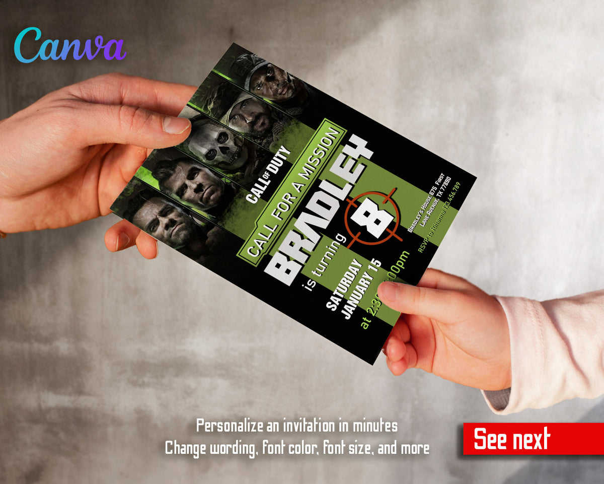 Call of Duty Gamer customizable invitation template | Share or Print | boy | GQ942