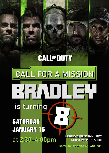 Call of Duty Gamer customizable invitation template | Share or Print | boy | GQ942