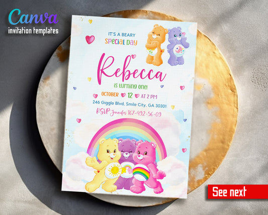 Care Bears customizable invitation template | Share or Print | WM253