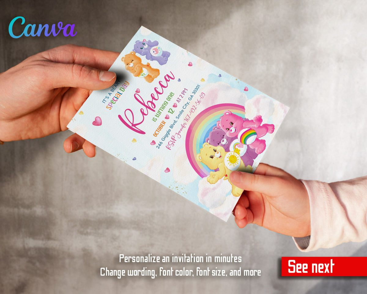 Care Bears customizable invitation template | Share or Print | WM253