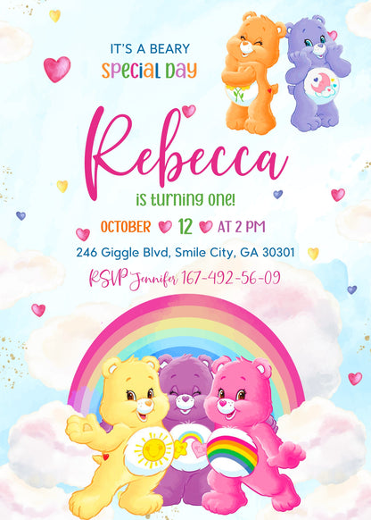 Care Bears customizable invitation template | Share or Print | WM253