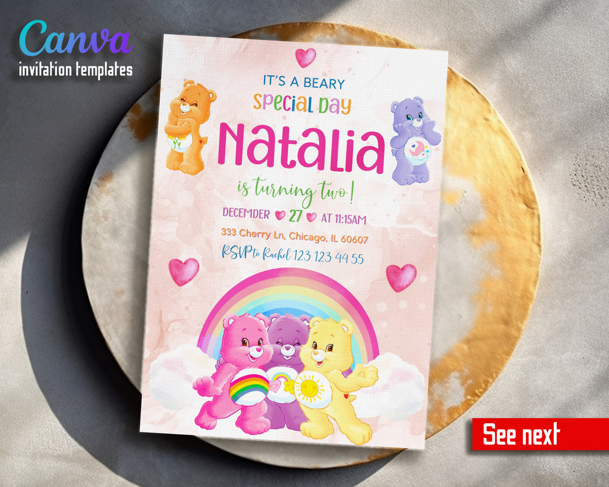 Care Bears customizable invitation template | Share or Print | KD796