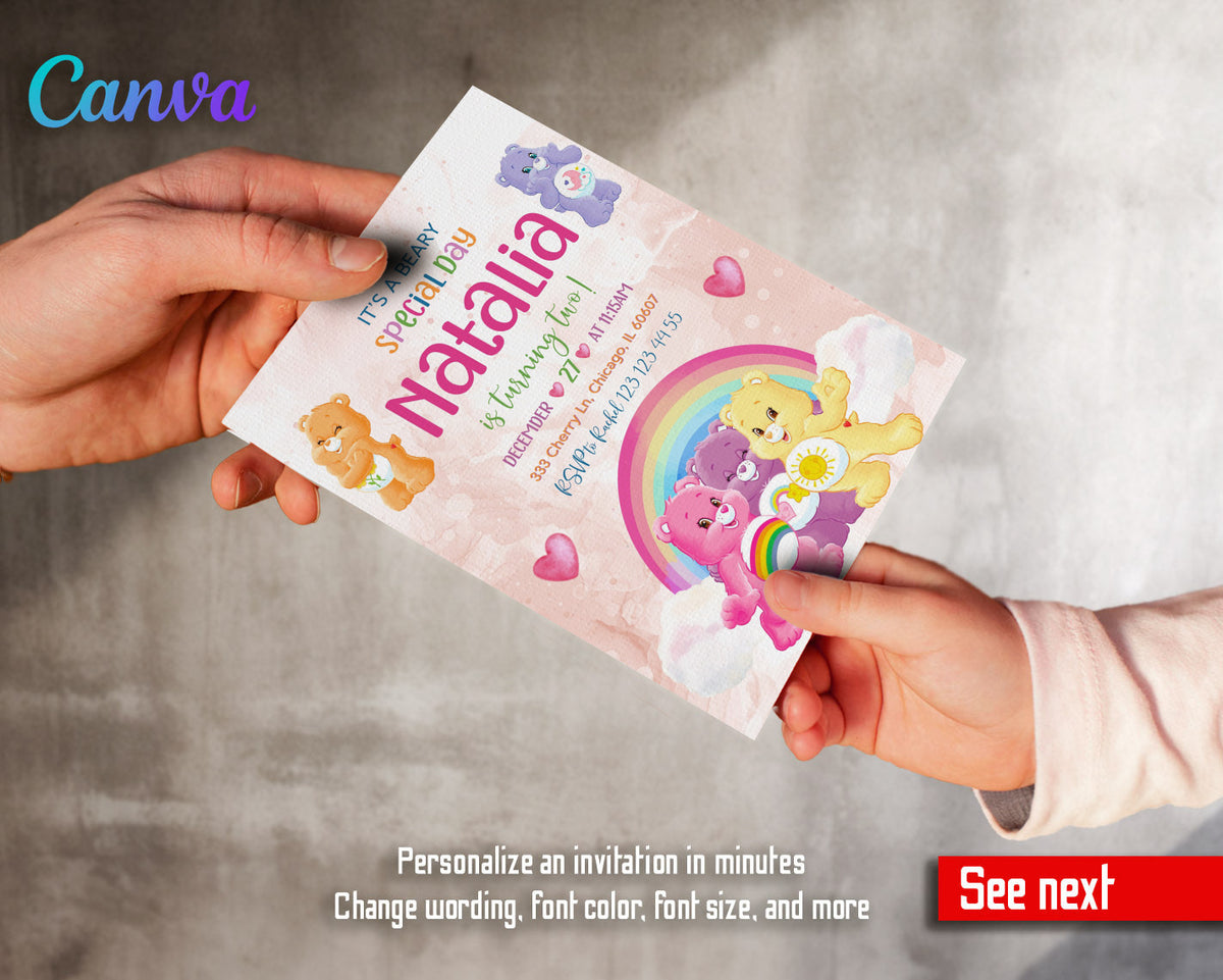Care Bears customizable invitation template | Share or Print | KD796