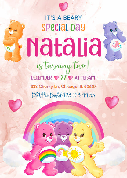 Care Bears customizable invitation template | Share or Print | KD796
