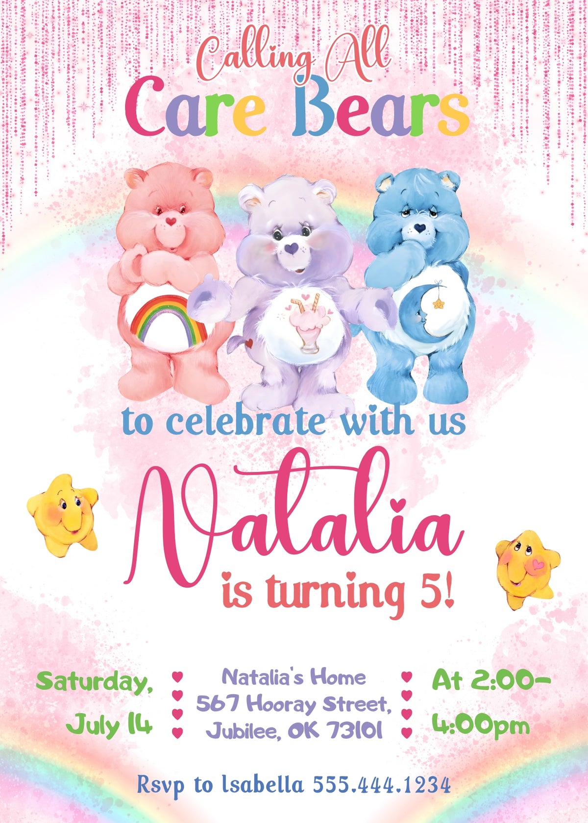 Care Bears customizable invitation template | Share or Print | BF219