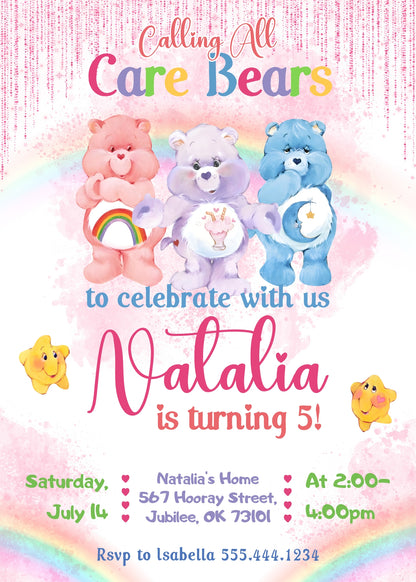 Care Bears customizable invitation template | Share or Print | BF219