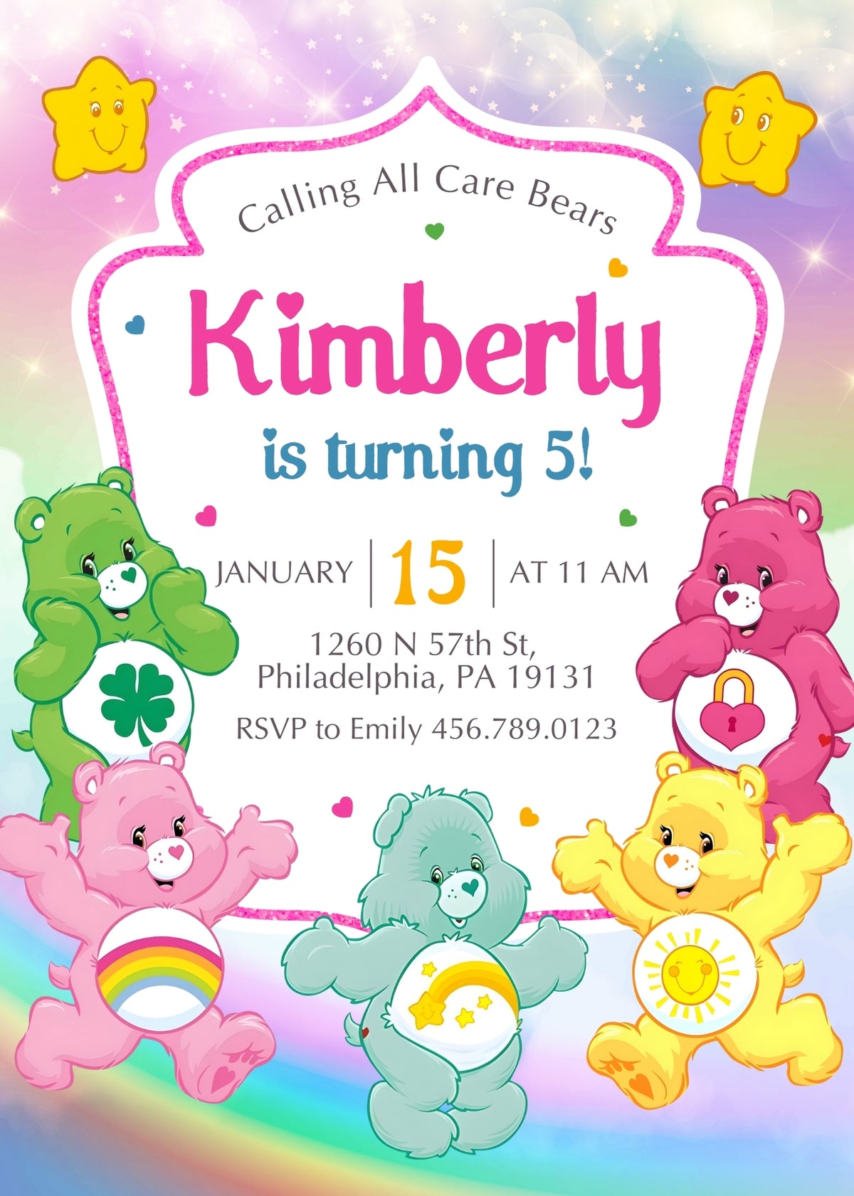 Care Bears customizable invitation template | Share or Print | RM909