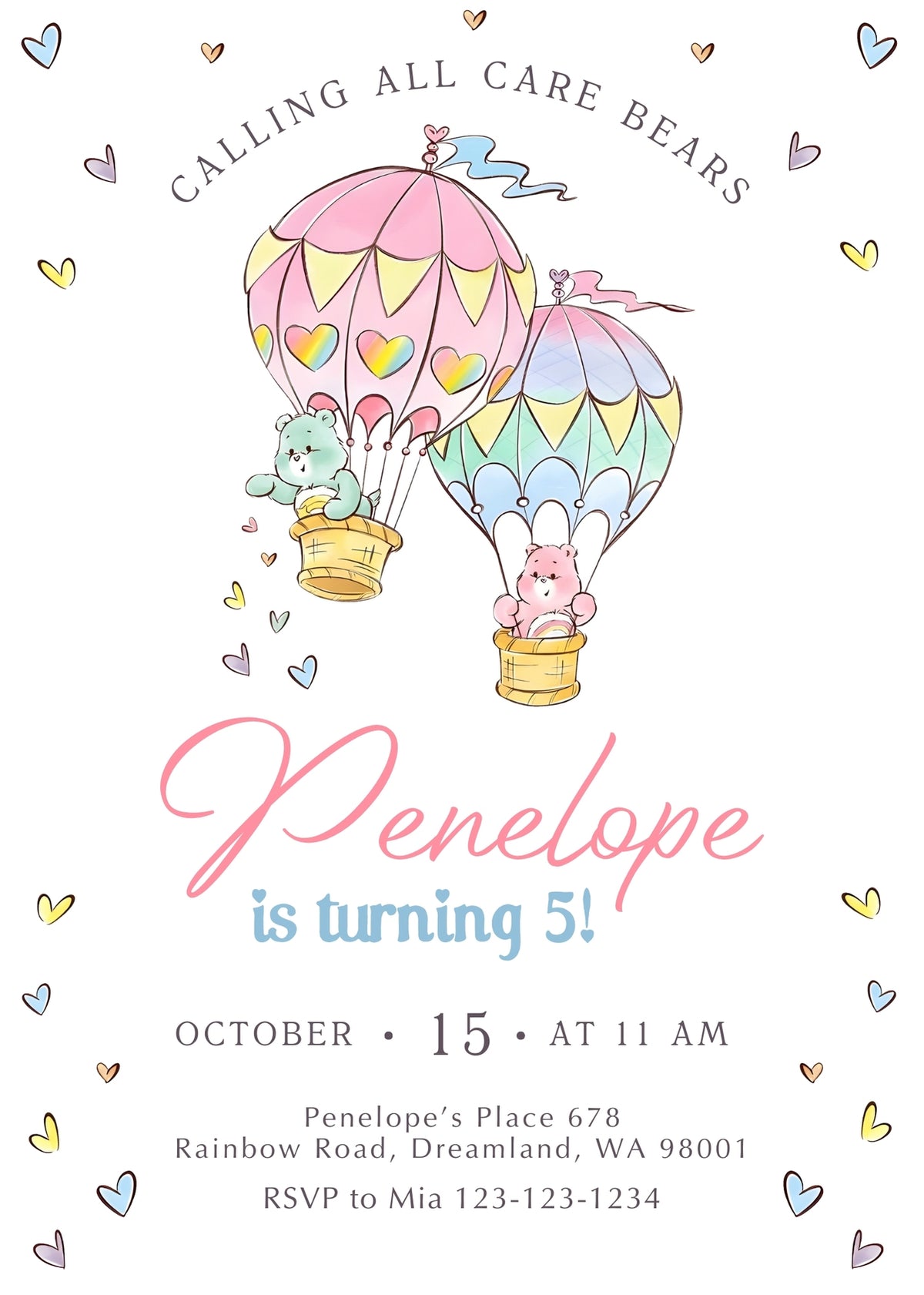 Care Bears customizable invitation template | Share or Print | OG876