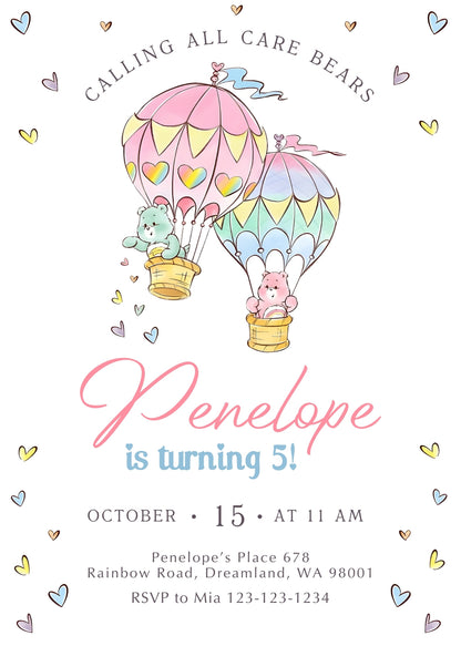 Care Bears customizable invitation template | Share or Print | OG876