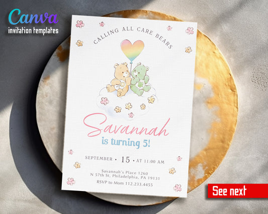 Care Bears customizable invitation template | Share or Print | GW120