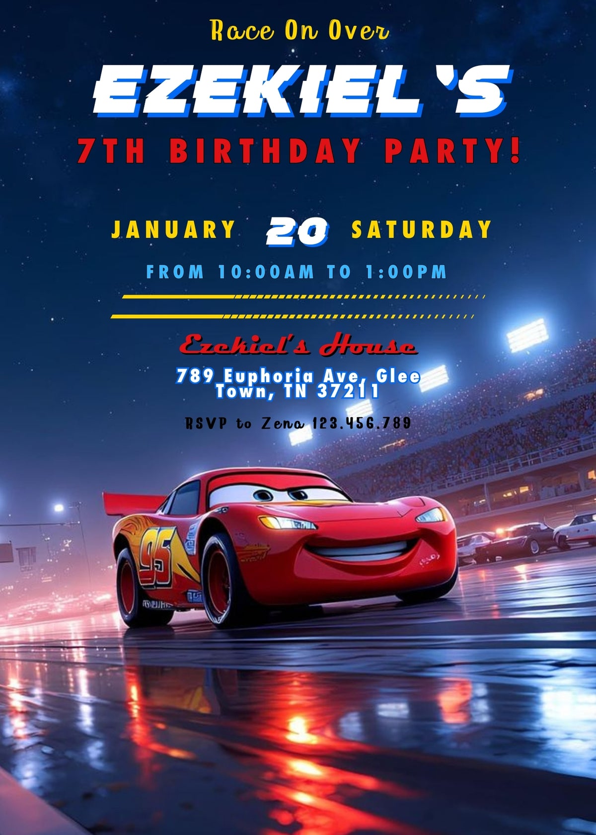 Cars Lightning McQueen customizable invitation template | Share or Print | boy | EV310