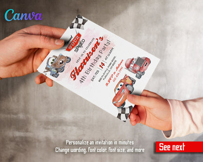 Cars Lightning Mcqueen Four customizable invitation template | Share or Print | boy | EF256