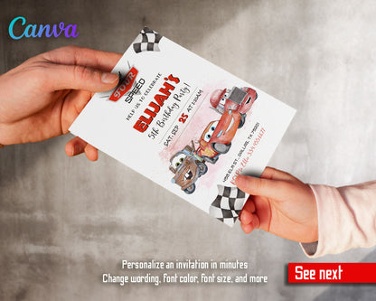 Cars Lightning Mcqueen Four customizable invitation template | Share or Print | boy | FJ686