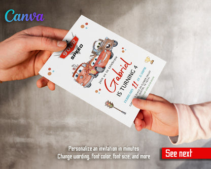 Cars Lightning Mcqueen Four customizable invitation template | Share or Print | boy | CL038