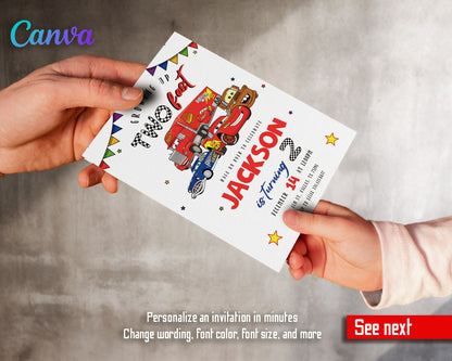 Cars Lightning Mcqueen Two customizable invitation template | Share or Print | boy | DW458